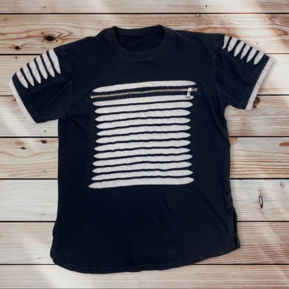 Black and White Striped Men's Shirt
